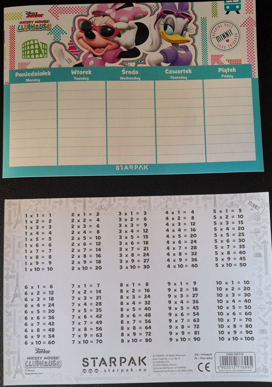 Agenda - Table de multiplication - Minnie