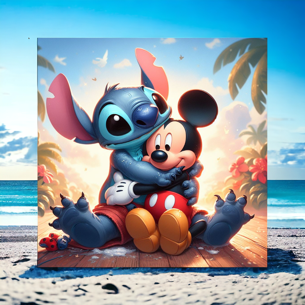 Canvas coton - Mickey et Stitch